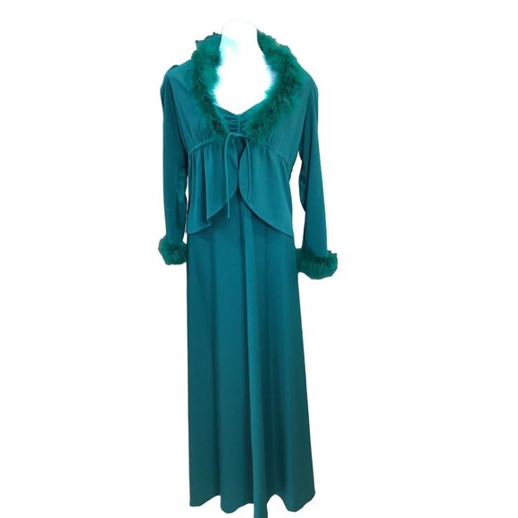1970's Green 2 Pc Dress Set - Picture 1 of 7